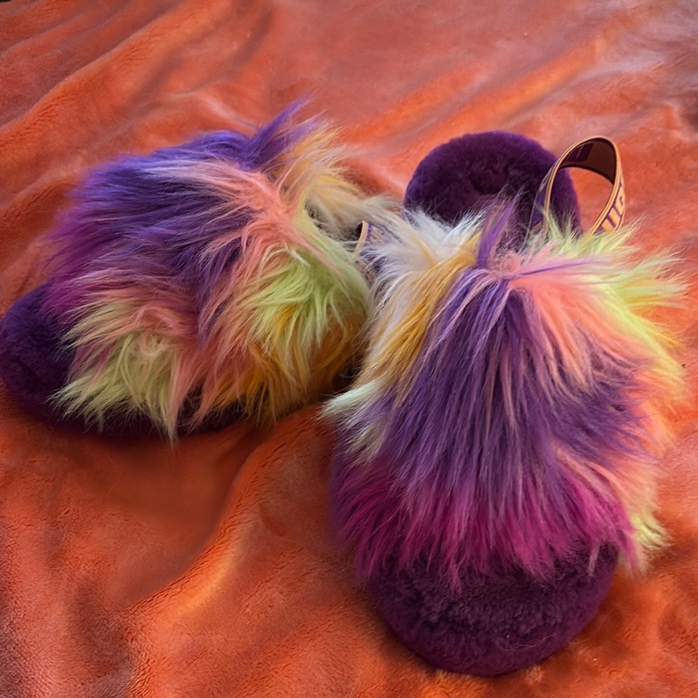 Colorful Furry Slippers Ugg Brand